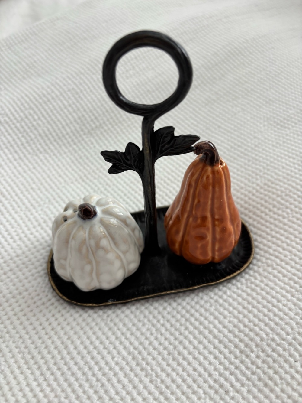 Pottery Barn White and Orange Pumpkin Salt & Pepper Set
